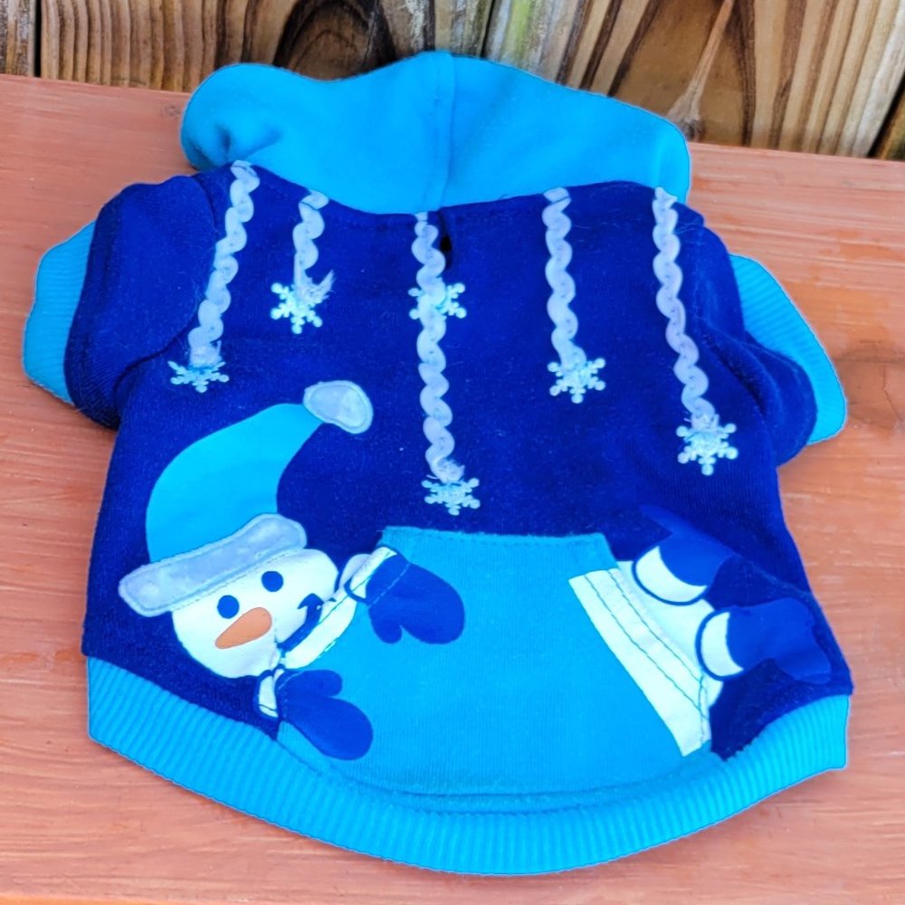 Doggie blue snowman hoodie w/pockets. Sz: XS